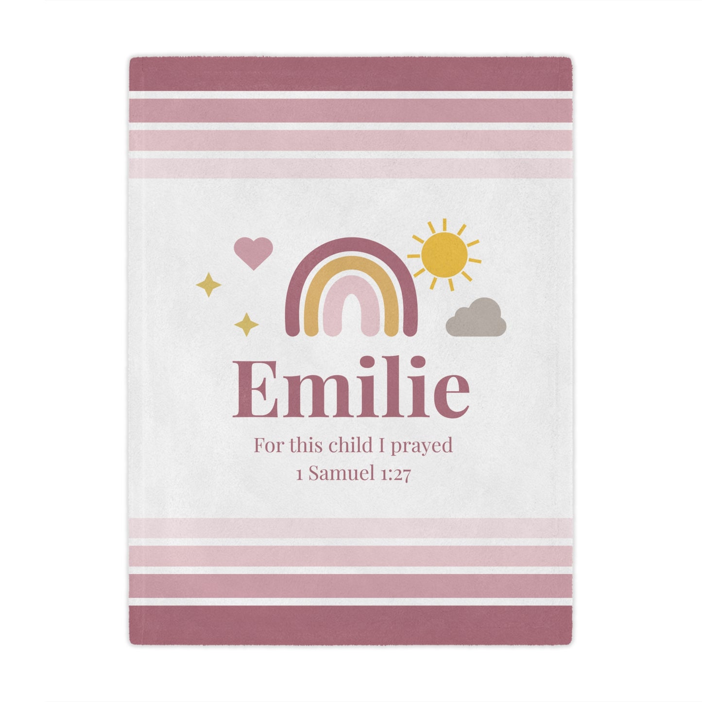 Personalized Striped Girls' Rainbow Baby Minky Blanket
