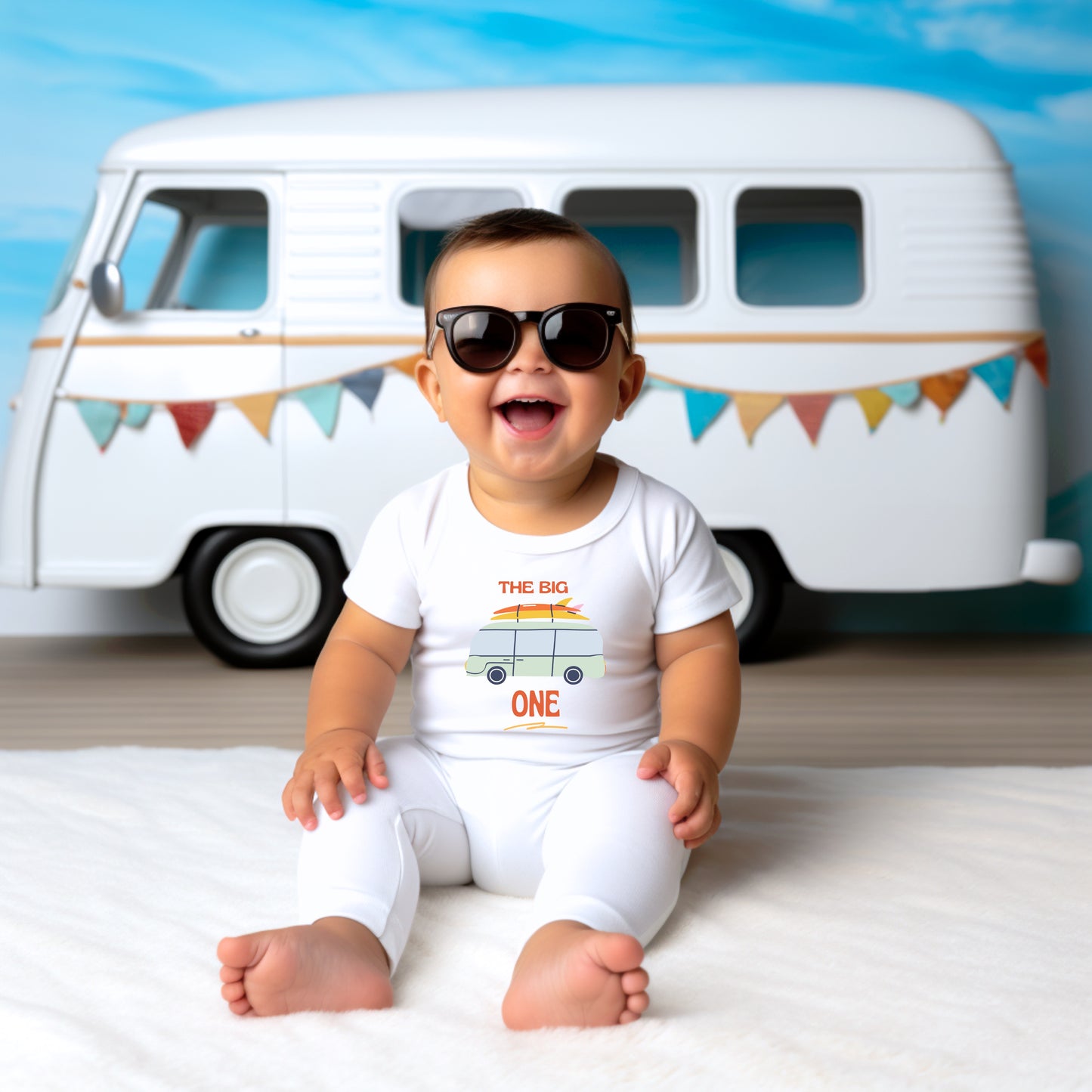 The Big One First Birthday T-shirt - Surfing Van