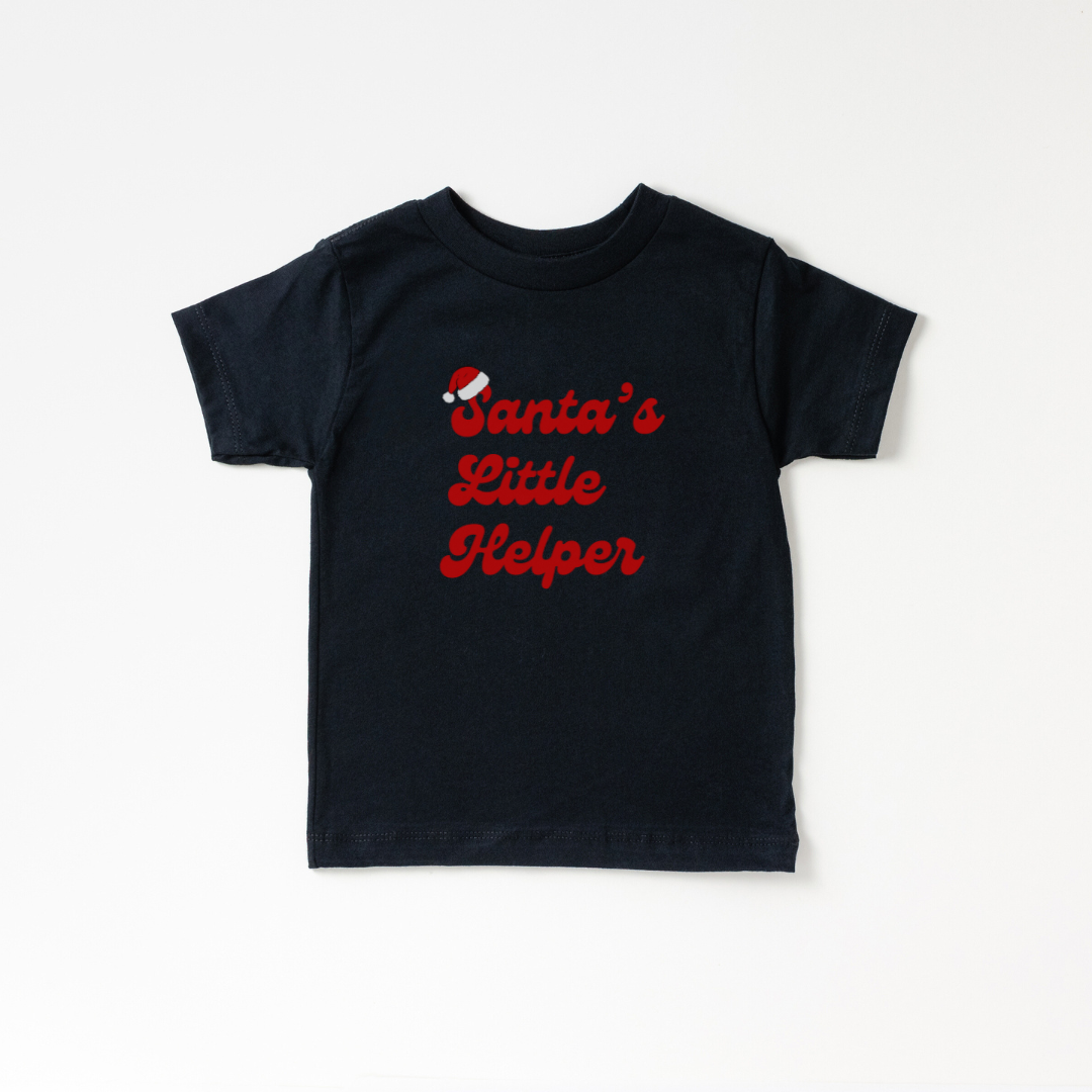 Santa's Little Helper Toddler Short Sleeve Tee (Colors: Black, White)