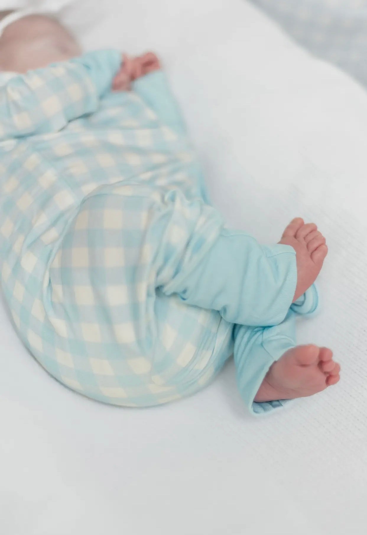 NEW! Blue Gingham Bamboo Baby Pajamas