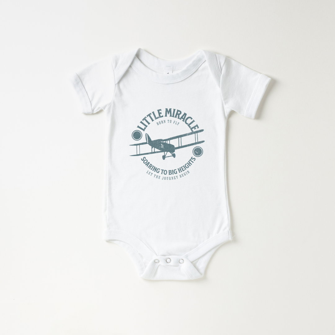 Little Miracle Rainbow Baby Bodysuit. Rainbow baby gift. Baby bodysuit with airplane.