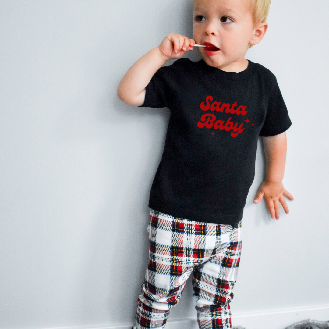 Santa Baby Toddler Short Sleeve Tee (Colors: Black, White)