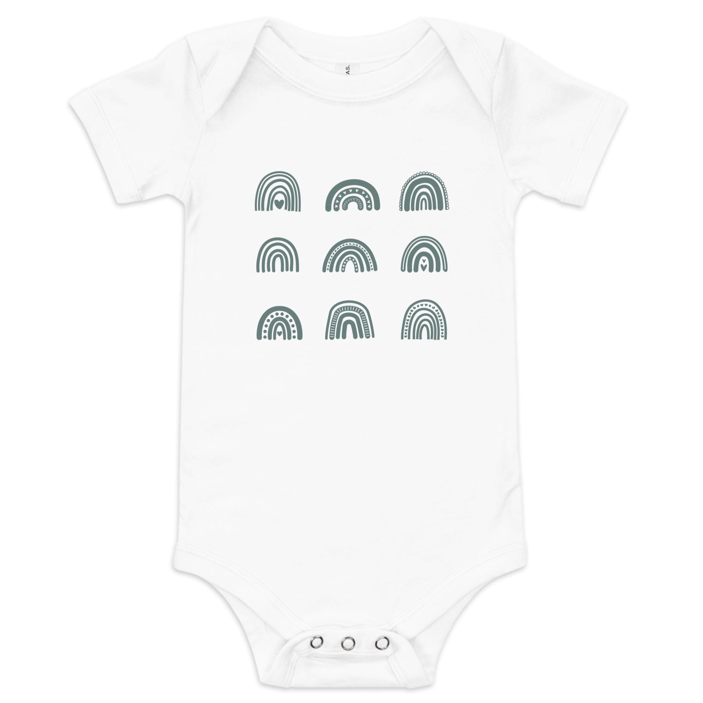 Limited Edition Boho Rainbows Baby Short Sleeve Bodysuit - Deep Sage Green