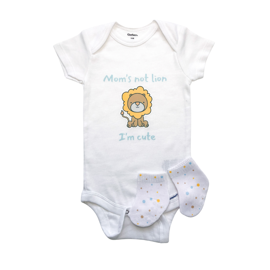 Mom's Not Lion I'm Cute | Graphic Onesie® and Sock Set