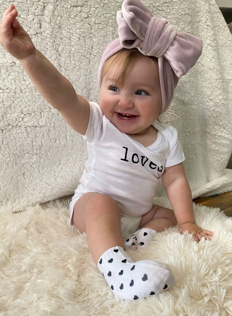 Loved | Graphic Onesie® and Matching Heart Sock Set