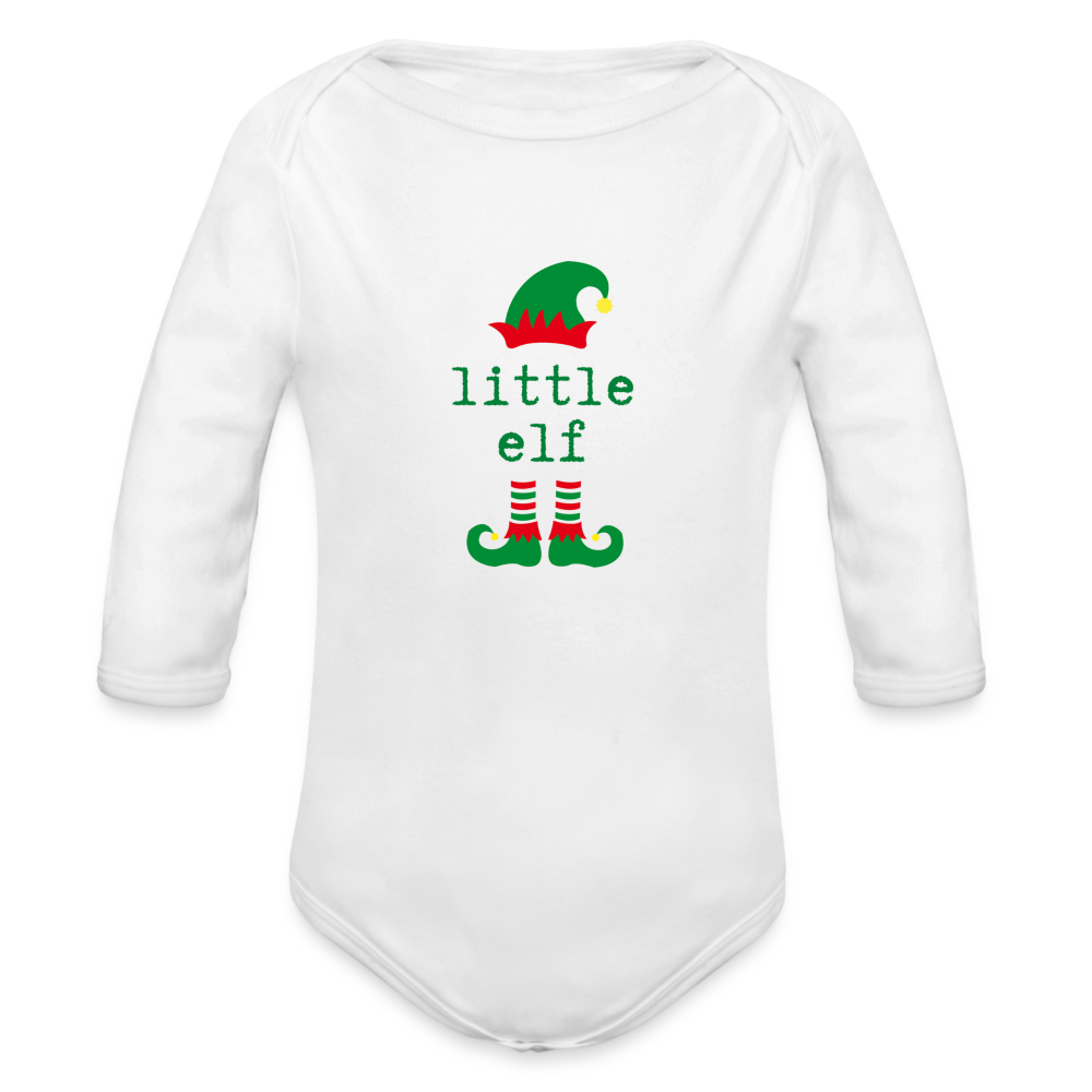 Little Elf Baby Christmas Bodysuit - white