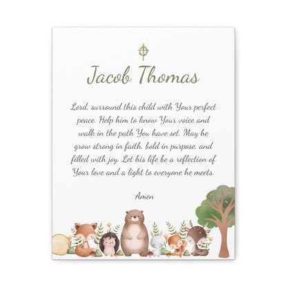 Personalized Prayer Canvas – Custom Christian Wall Art with Name - Woodland Theme