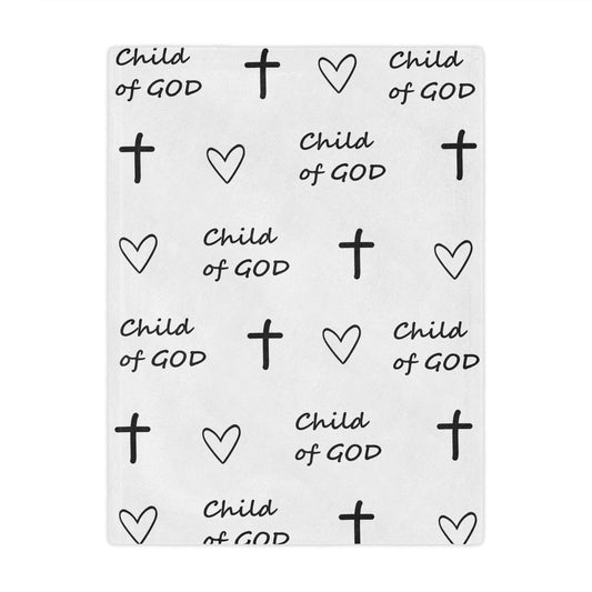 Child of God Hearts and Crosses Minky Blanket