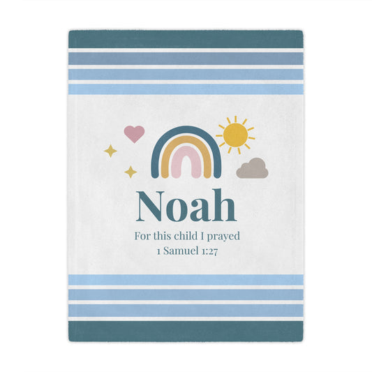 Personalized Striped Boys' Rainbow Baby Minky Blanket