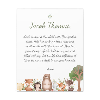Personalized Prayer Canvas – Custom Christian Wall Art with Name - Woodland Theme