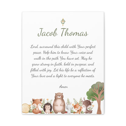 Personalized Prayer Canvas – Custom Christian Wall Art with Name - Woodland Theme