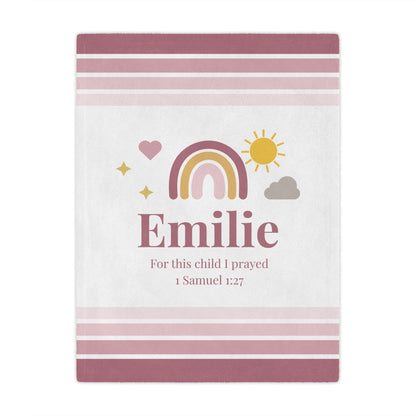 Personalized Striped Girls' Rainbow Baby Minky Blanket