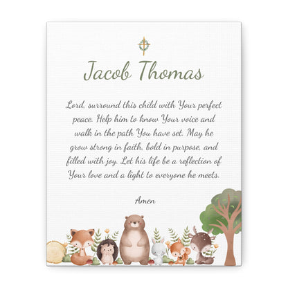 Personalized Prayer Canvas – Custom Christian Wall Art with Name - Woodland Theme