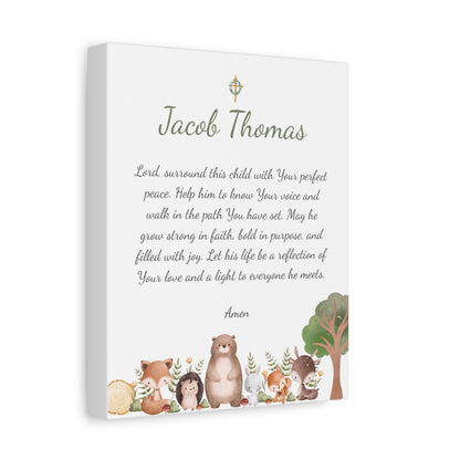 Personalized Prayer Canvas – Custom Christian Wall Art with Name - Woodland Theme