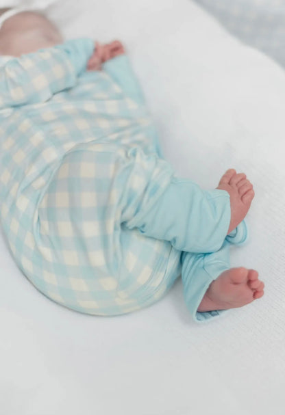 Blue Gingham Bamboo Baby Pajamas