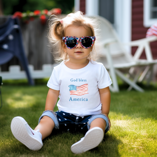God Bless America 4th of July Toddler Tee
