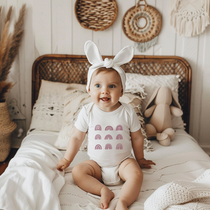 Boho Rainbows Baby Short Sleeve Bodysuit - Plum Rose