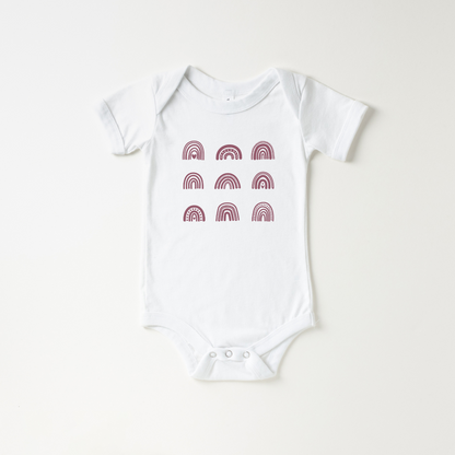Boho Rainbows Baby Short Sleeve Bodysuit - Plum Rose