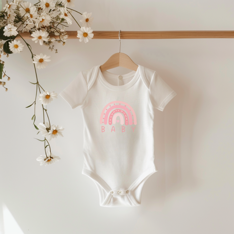 Pink Rainbow Baby Short Sleeve Bodysuit
