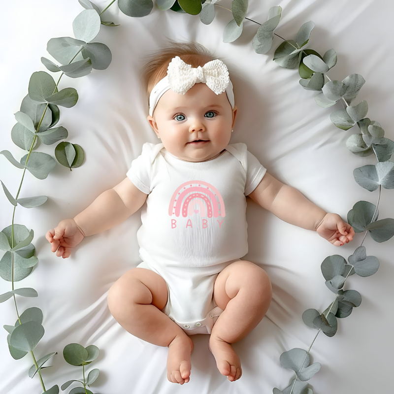 Pink Rainbow Baby Short Sleeve Bodysuit