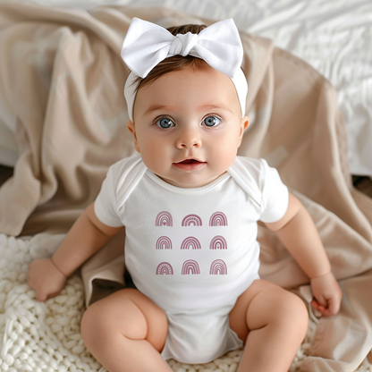 Boho Rainbows Baby Short Sleeve Bodysuit - Plum Rose