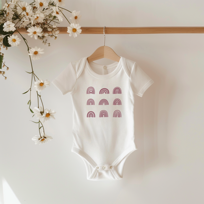 Boho Rainbows Baby Short Sleeve Bodysuit - Plum Rose