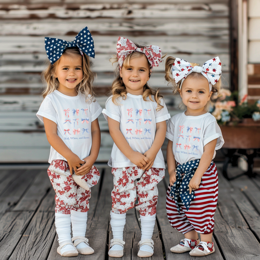 Red White and Bows 4th of July Toddler Tee
