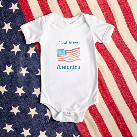 God Bless America Baby 4th of July Baby Bodysuit