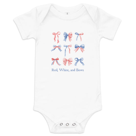 Red White and Bows 4th of July Baby Bodysuit