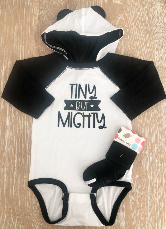 Tiny But Mighty Baby Bodysuit and Sock Set