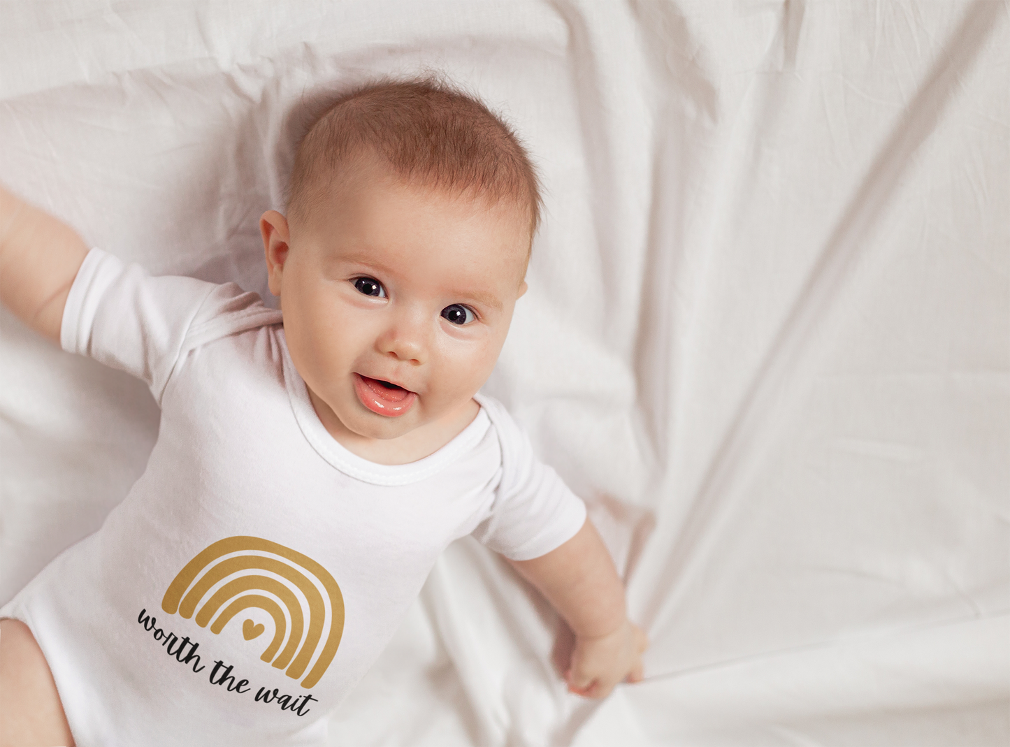 Worth the Wait | Graphic Onesie® and Matching Rainbow Sock Set