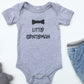 Gray baby bodysuit with the text Little Gentleman
