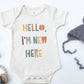 Hello I'm New Here Baby Bodysuit and Sock Set