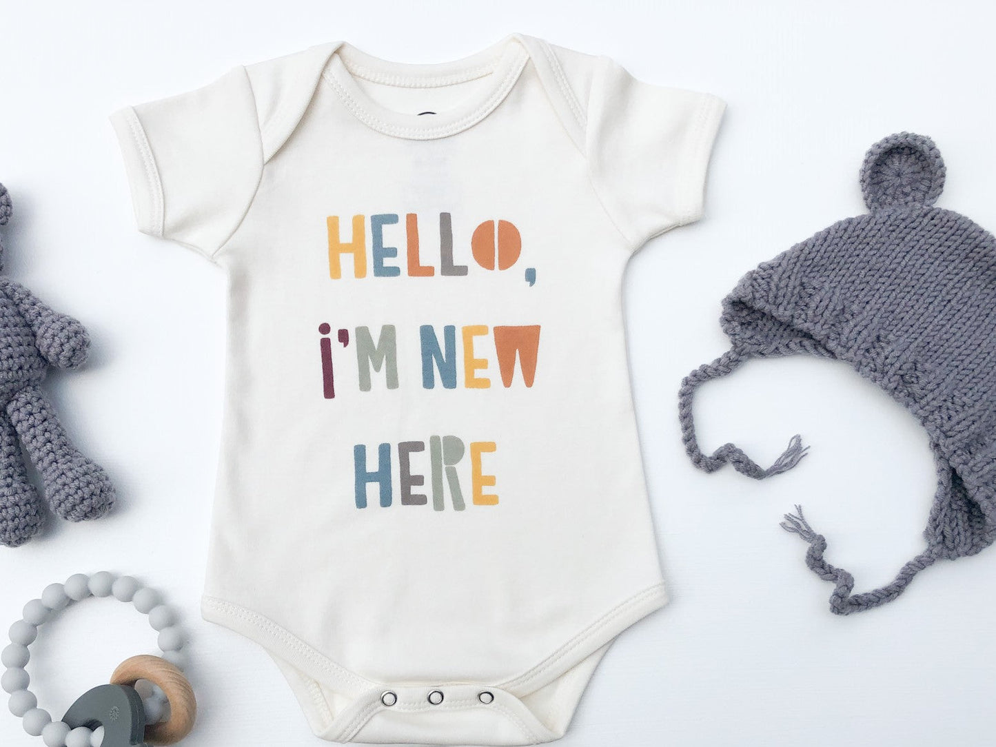 Hello I'm New Here Baby Bodysuit and Sock Set