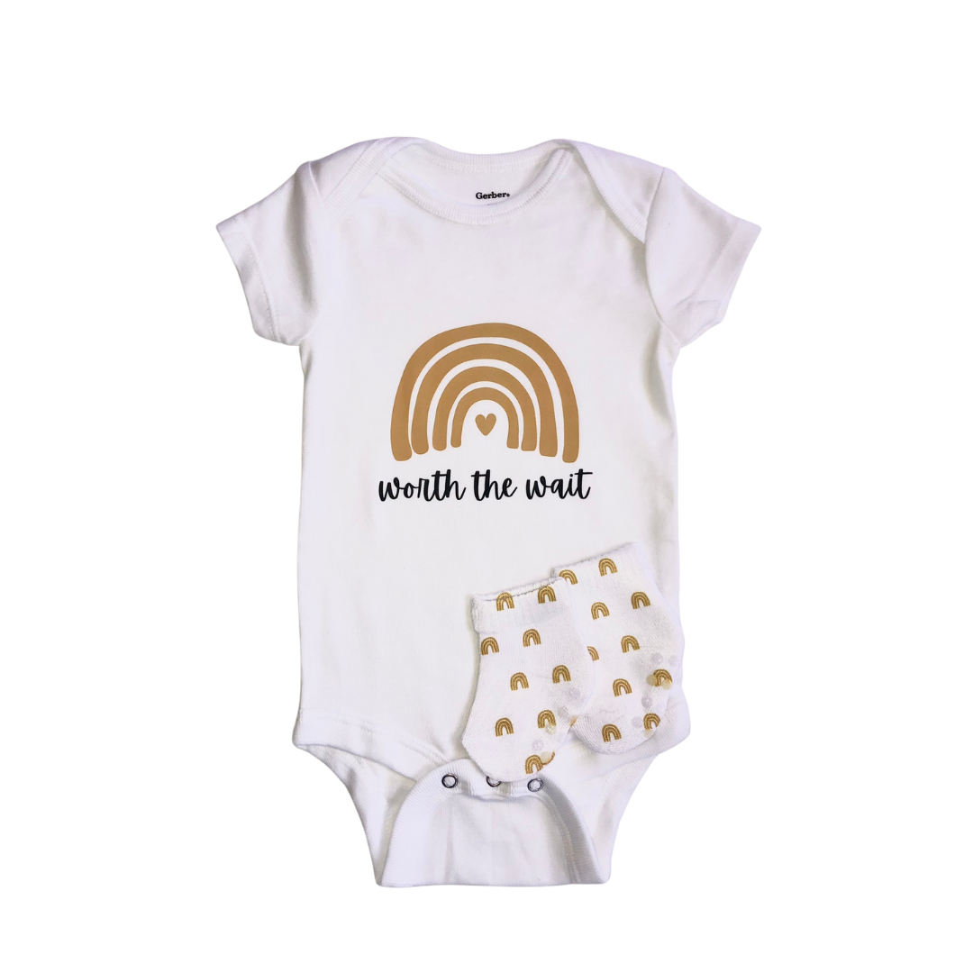 Worth the Wait | Graphic Onesie® and Sock Set