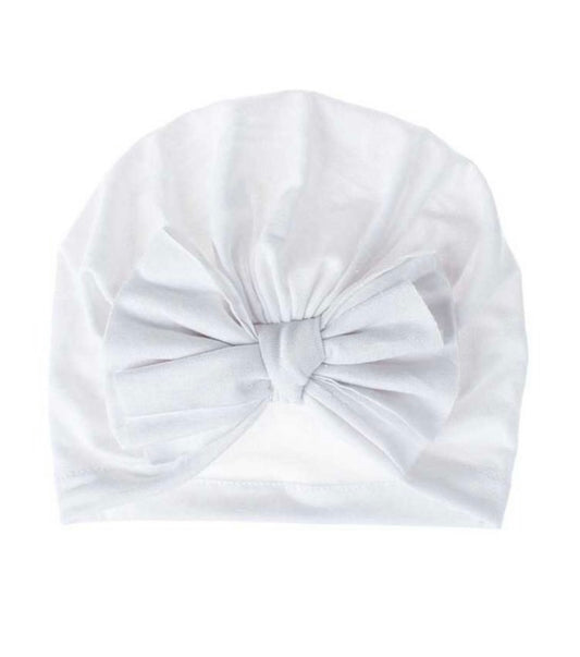 Baby Turban with Bow | White
