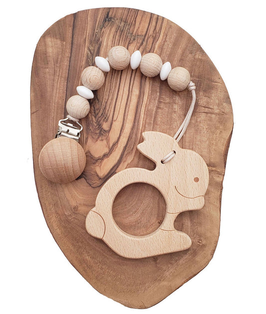 Bunny Baby Teether and Pacifier Clip