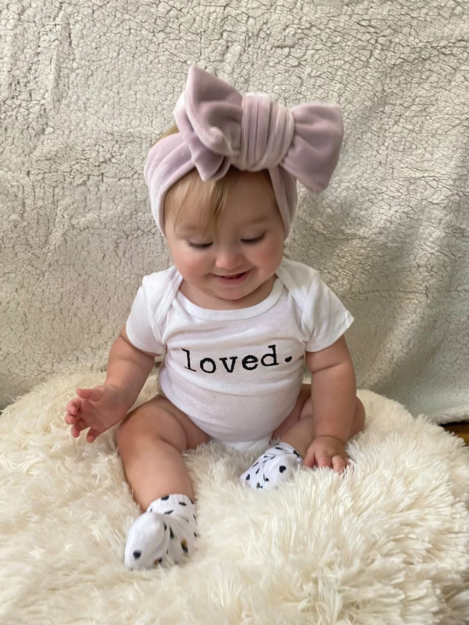 Loved | Graphic Onesie® and Matching Heart Sock Set