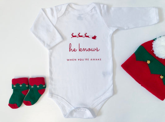 He Knows When You're Awake Baby Bodysuit